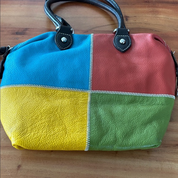 Multicolored Patchwork High Quality Pebbled Leather Purse - Picture 3 of 17